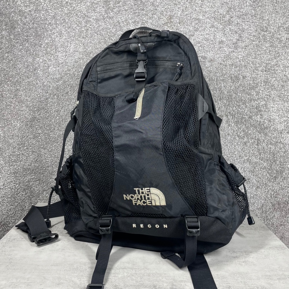 North Face Backpack Recon Black Nylon Padded Straps Outdoor Bag Tactical Hiking